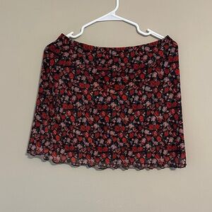 SHEIN Black and Red Floral Mini Skirt